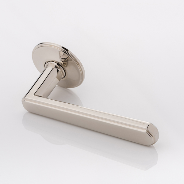 Alexander solid brass door lever handle with traditional rose