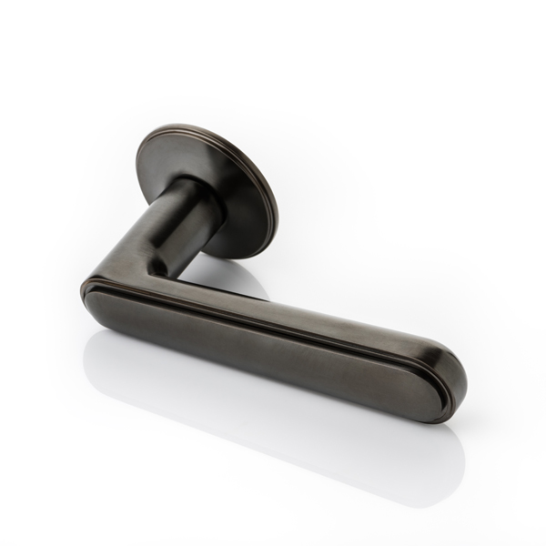 Halsey solid brass door lever handle with traditional rose