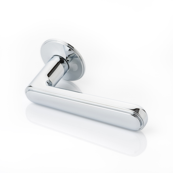 Halsey solid brass door lever handle with traditional rose