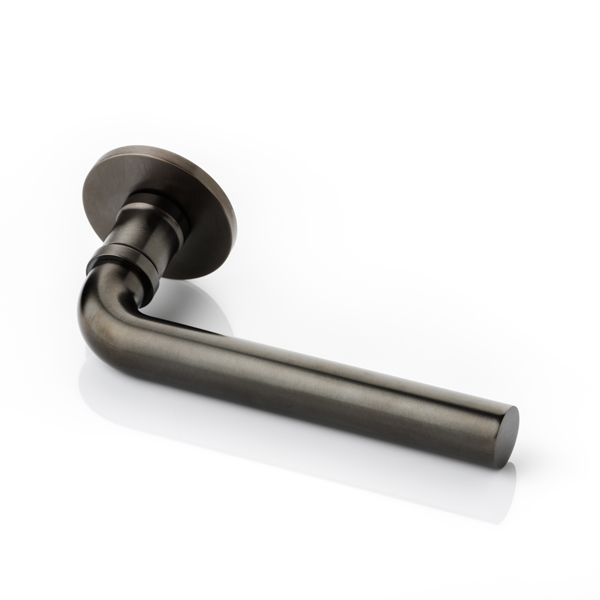 Clerke solid brass door lever handle with round rose