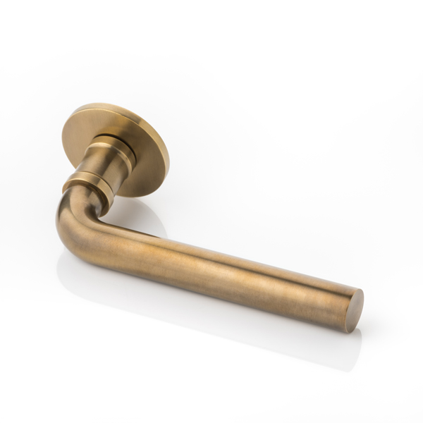 Clerke solid brass door lever handle with round rose