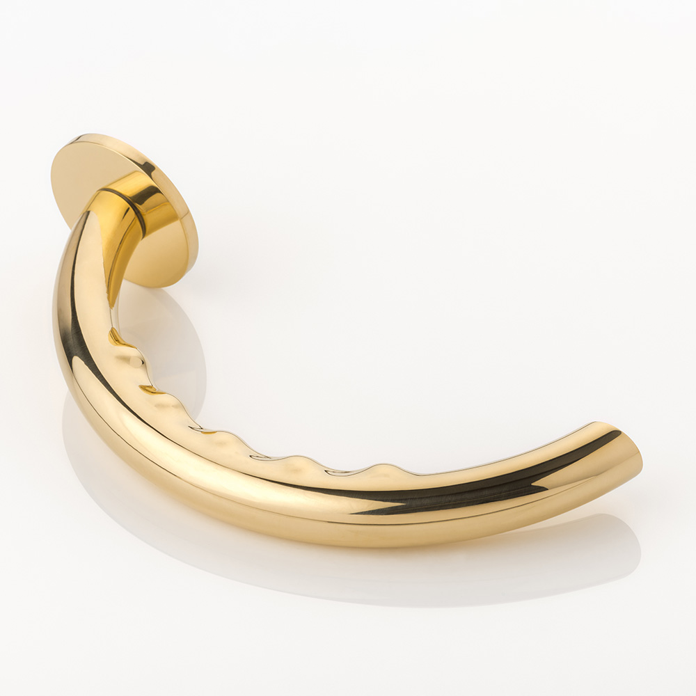 Infinity solid brass door lever handle with round rose