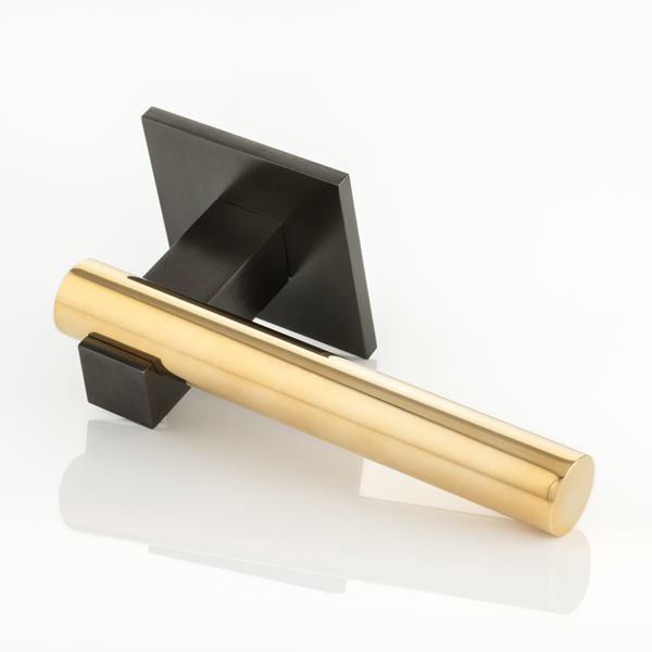KH Intersect solid brass door lever handle with square rose