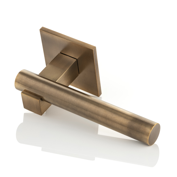 KH Intersect solid brass door lever handle with square rose