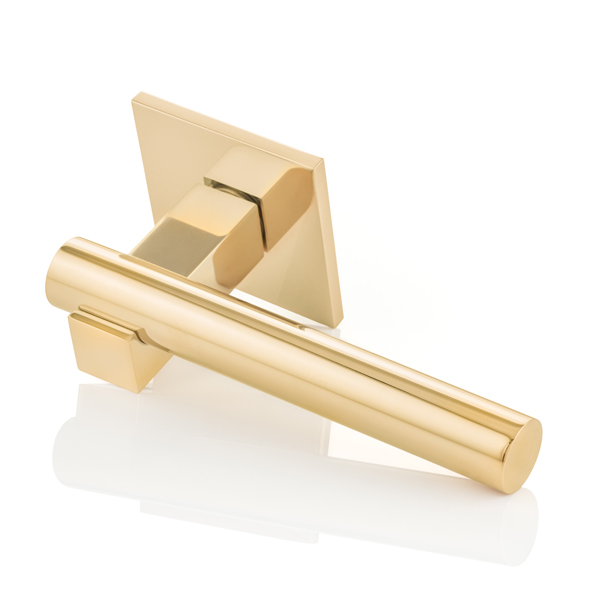 KH Intersect solid brass door lever handle with square rose
