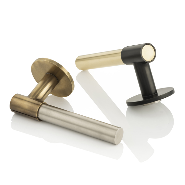 KH Clasp solid brass door lever handle with round rose