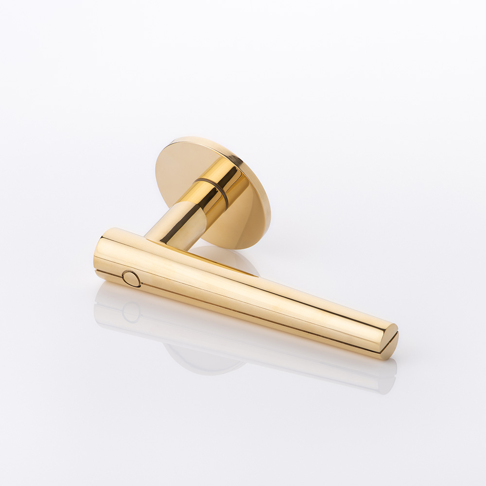 KH Dot solid brass door lever handle with round rose