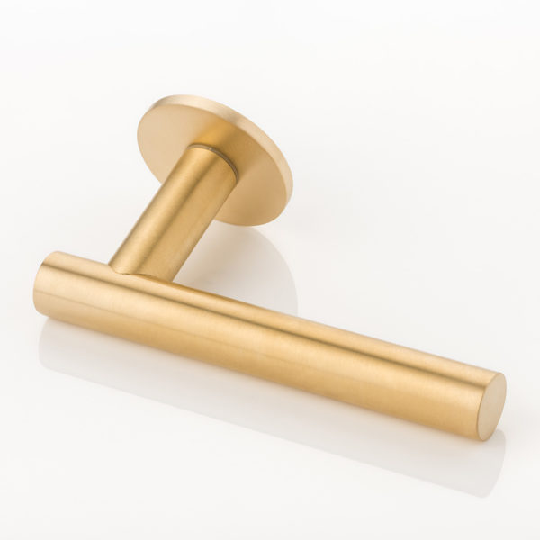Davis solid brass door lever handle with round rose