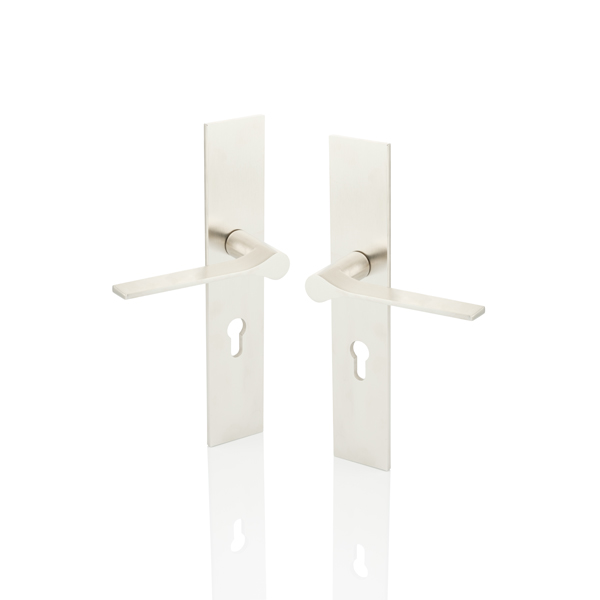 Fonteyn solid brass door lever handle with euro cut out backplate