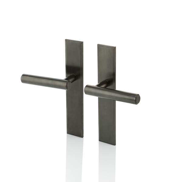 Bartlett solid brass door lever handle with backplate