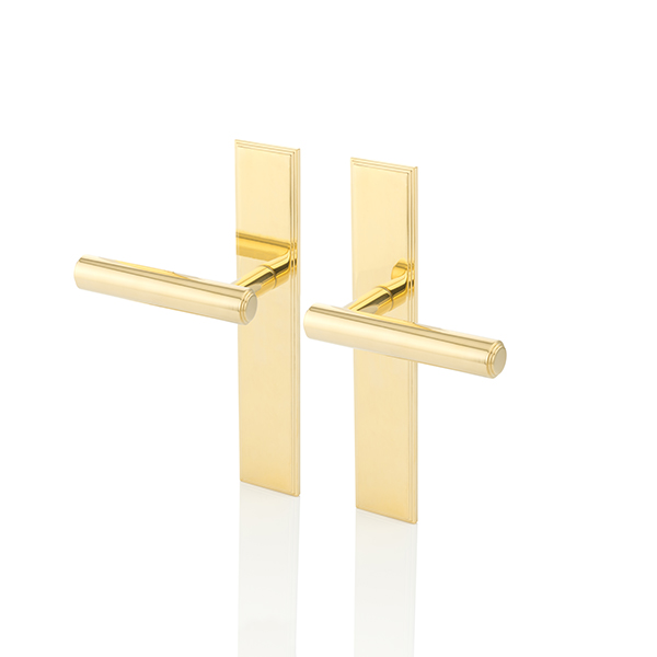 Bartlett solid brass door lever handle with backplate