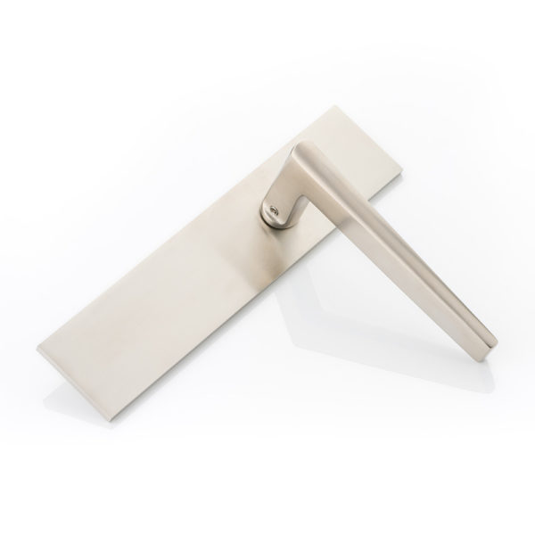 Wedge solid brass door lever handle with backplate