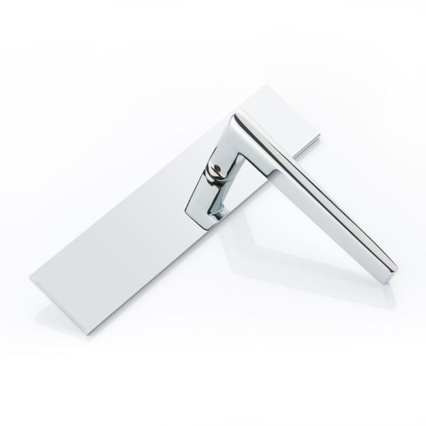 Wedge solid brass door lever handle with backplate