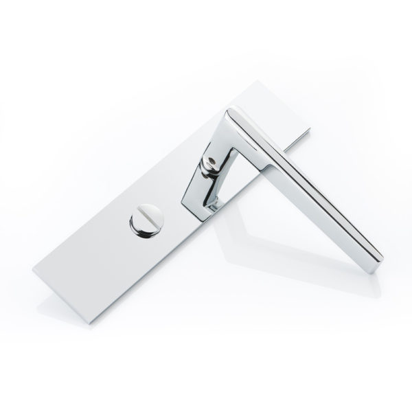 Wedge door lever handle with backplate and privacy turn/release