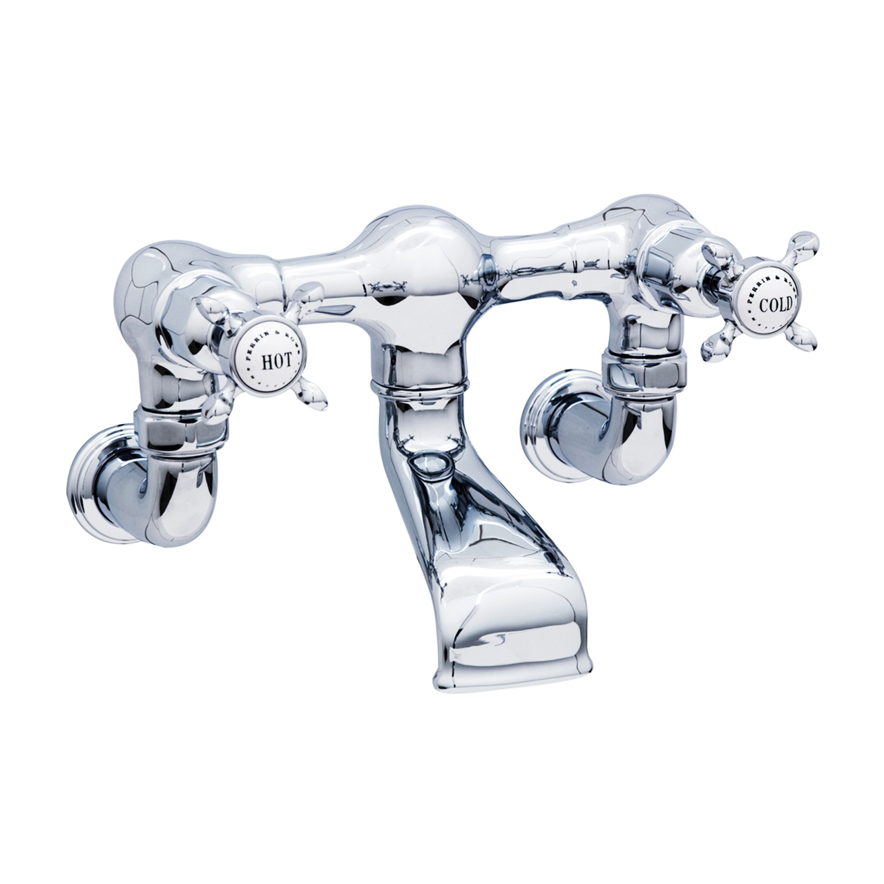 Wall-mounted bath mixer with crosshead taps