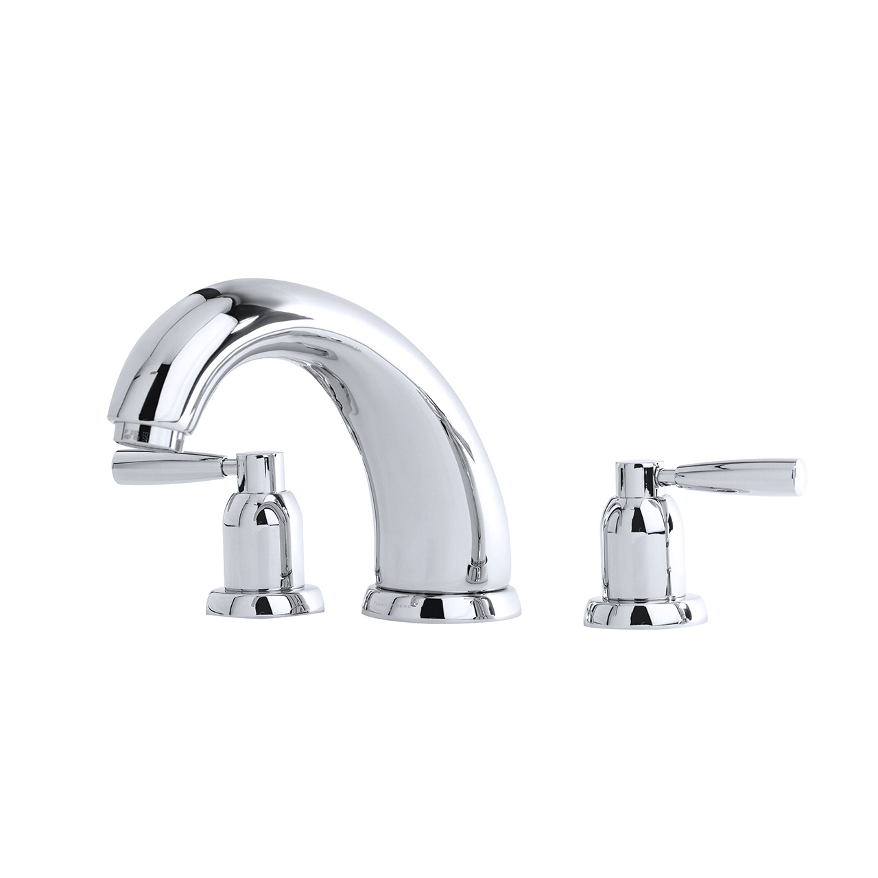Langbourn 3 hole bath mixer with 175mm high spout & metal lever taps