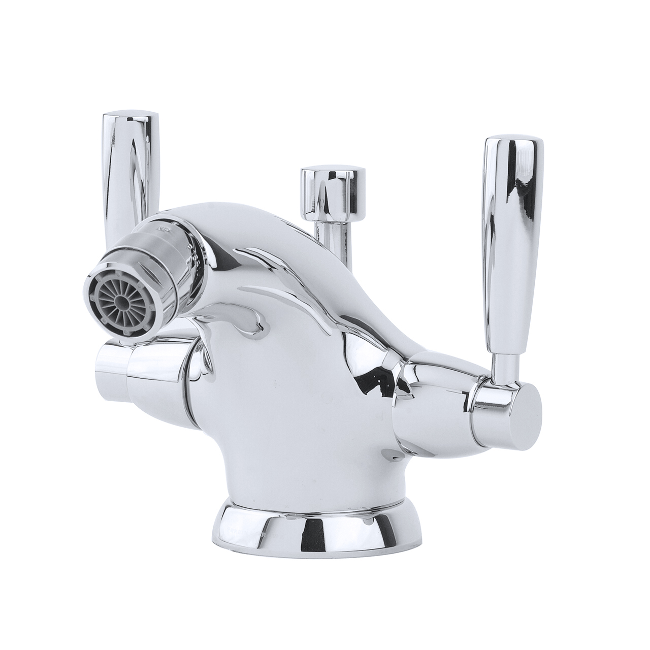 Langbourn monobloc bidet mixer with lever taps & pop-up waste