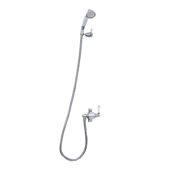 Riser mounted diverter handshower and hose sliding handshower bracket and wall stay