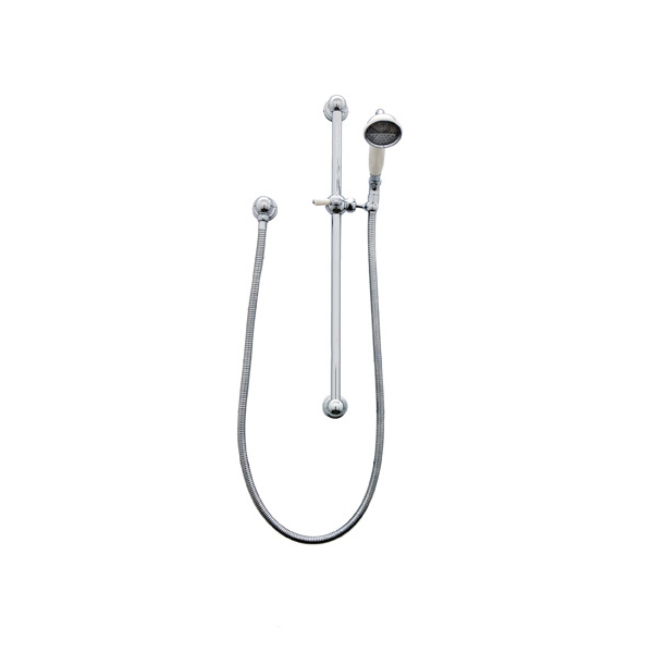 Classical inclined handshower & hose with white porcelain handle on sliding rail with wall outlet