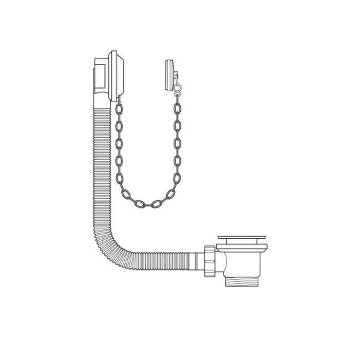 40mm bath waste and overflow with metal plug and chain & 570mm plastic overflow tube