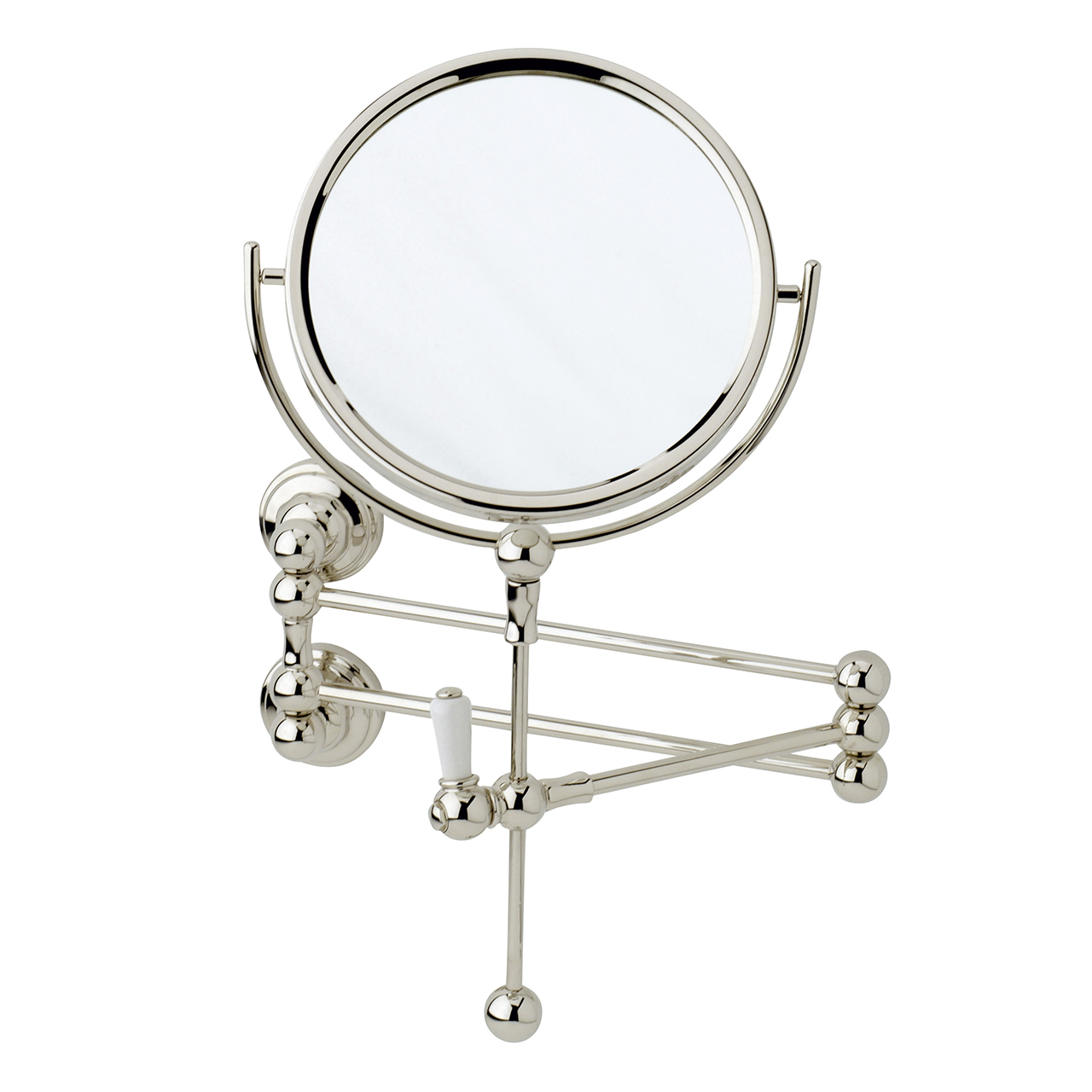 Extendable wall-mounted shaving mirror 175mm dia. 1x and 1.5x mag.