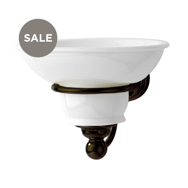 Wall-mounted soap dish in porcelain holder