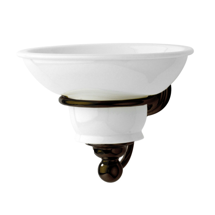 Wall-mounted soap dish in porcelain holder