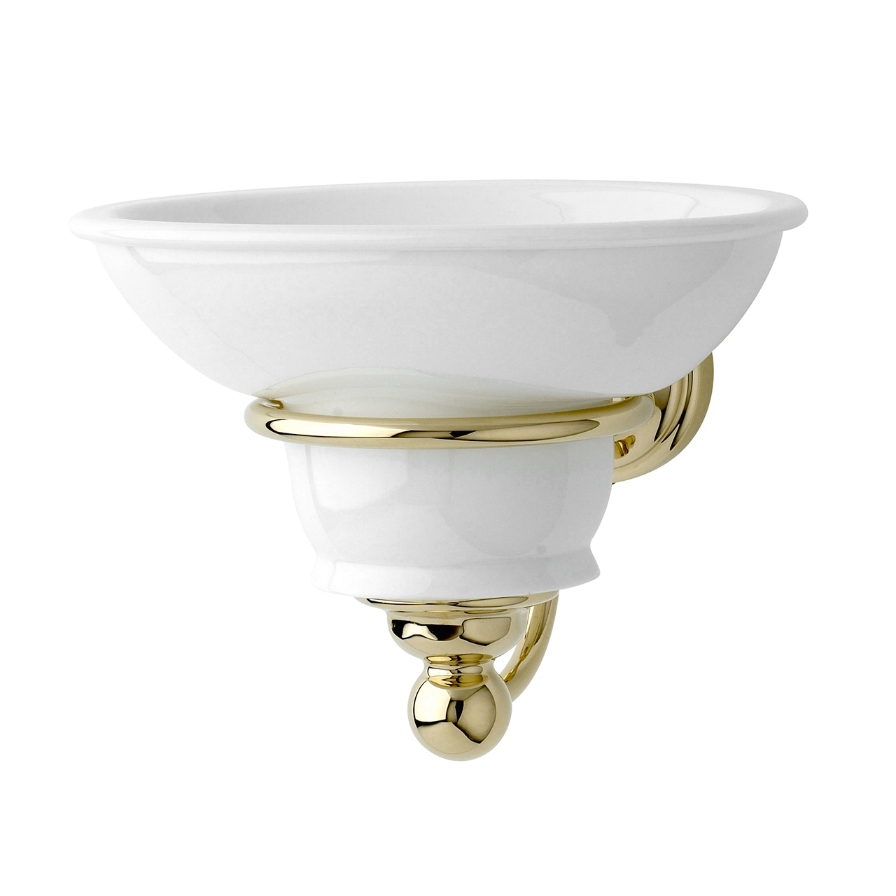 Wall-mounted soap dish in porcelain holder