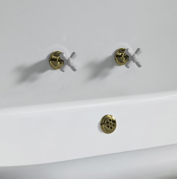 Rockwell wall-mounted bath/shower valves with metal/coloured crossheads