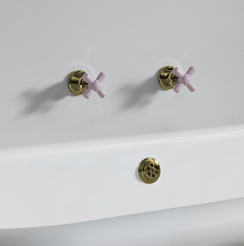 Rockwell wall-mounted bath/shower valves with metal/coloured crossheads
