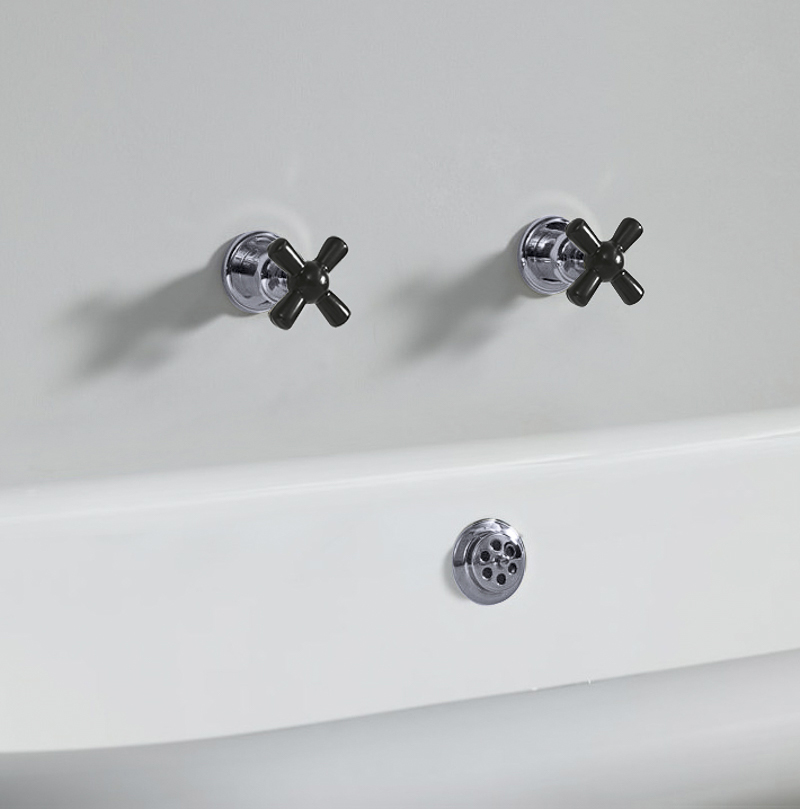 Rockwell wall-mounted bath/shower valves with metal/coloured crossheads
