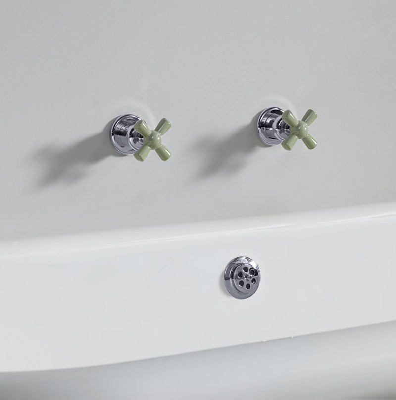 Rockwell wall-mounted bath/shower valves with metal/coloured crossheads