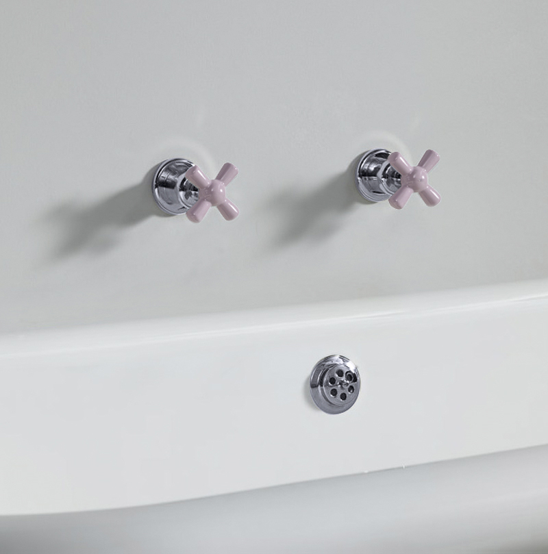 Rockwell wall-mounted bath/shower valves with metal/coloured crossheads