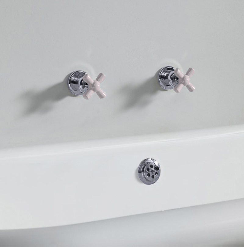 Rockwell wall-mounted bath/shower valves with metal/coloured crossheads