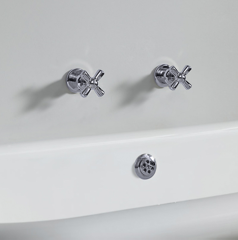 Rockwell wall-mounted bath/shower valves with metal/coloured crossheads