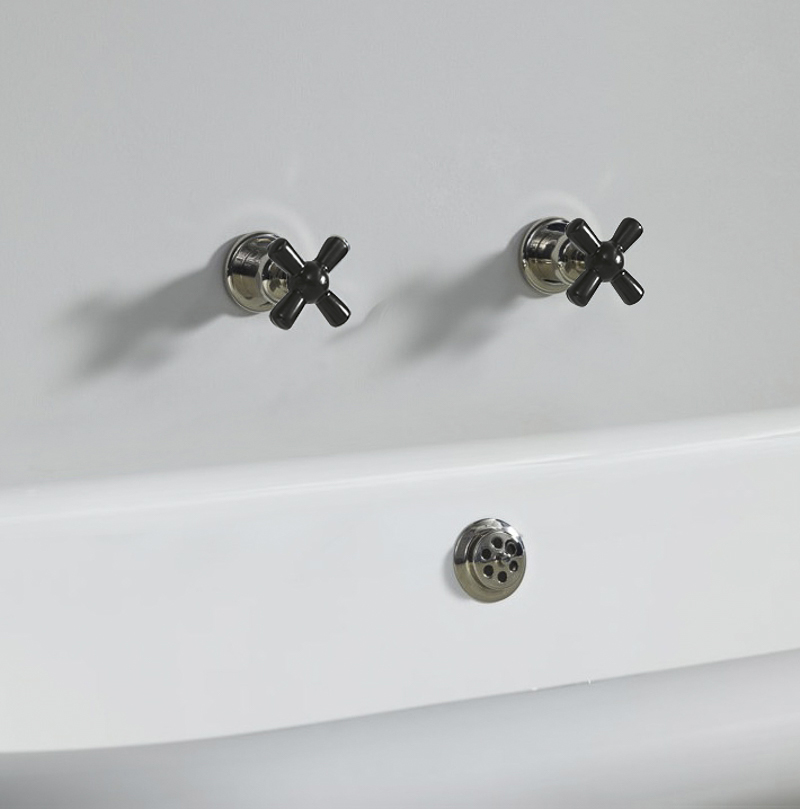 Rockwell wall-mounted bath/shower valves with metal/coloured crossheads
