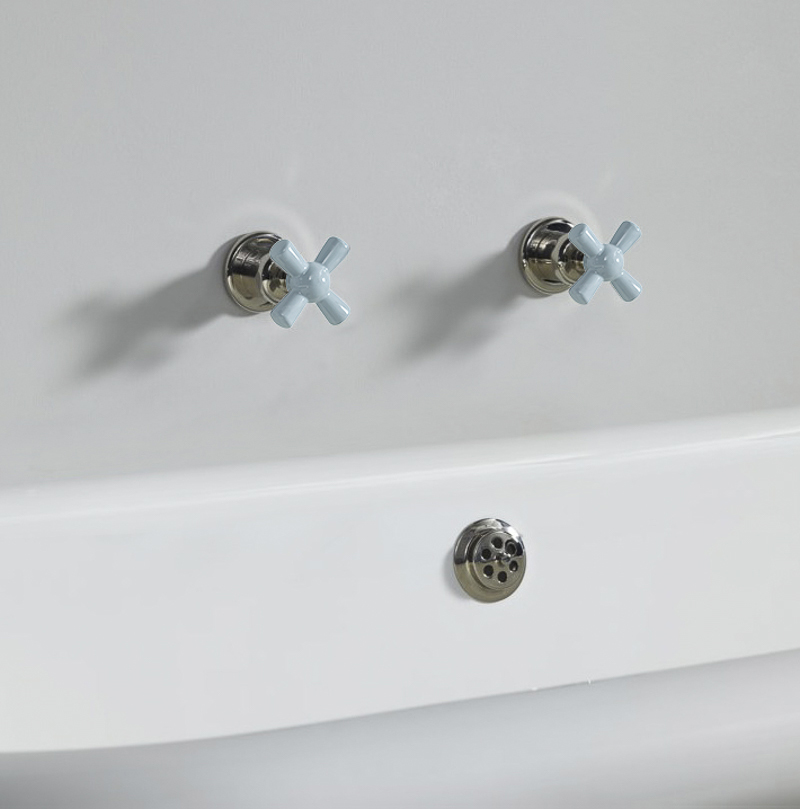 Rockwell wall-mounted bath/shower valves with metal/coloured crossheads