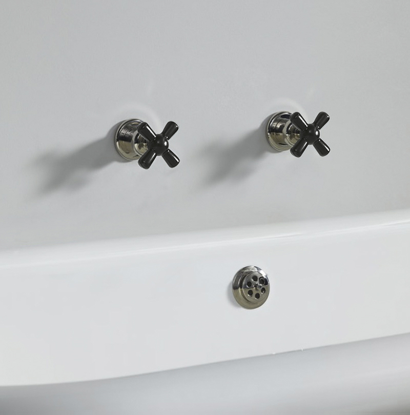 Rockwell wall-mounted bath/shower valves with metal/coloured crossheads