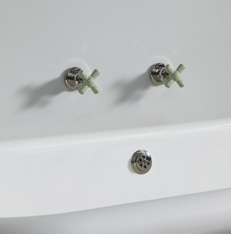 Rockwell wall-mounted bath/shower valves with metal/coloured crossheads