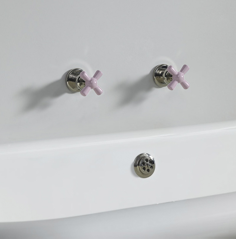Rockwell wall-mounted bath/shower valves with metal/coloured crossheads