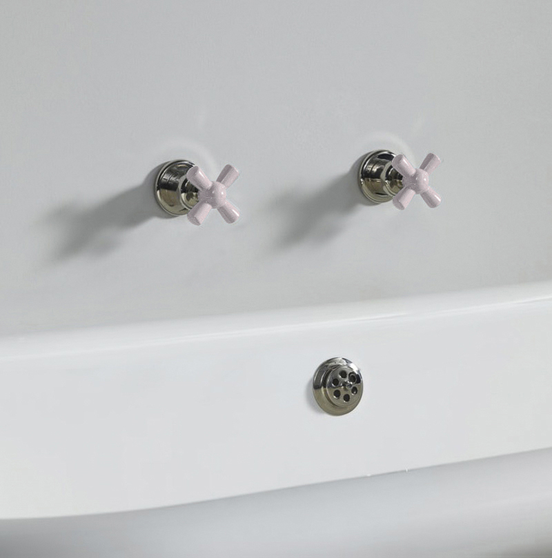 Rockwell wall-mounted bath/shower valves with metal/coloured crossheads