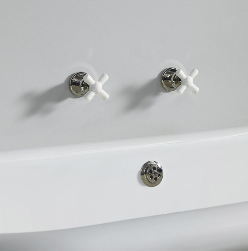 Rockwell wall-mounted bath/shower valves with metal/coloured crossheads