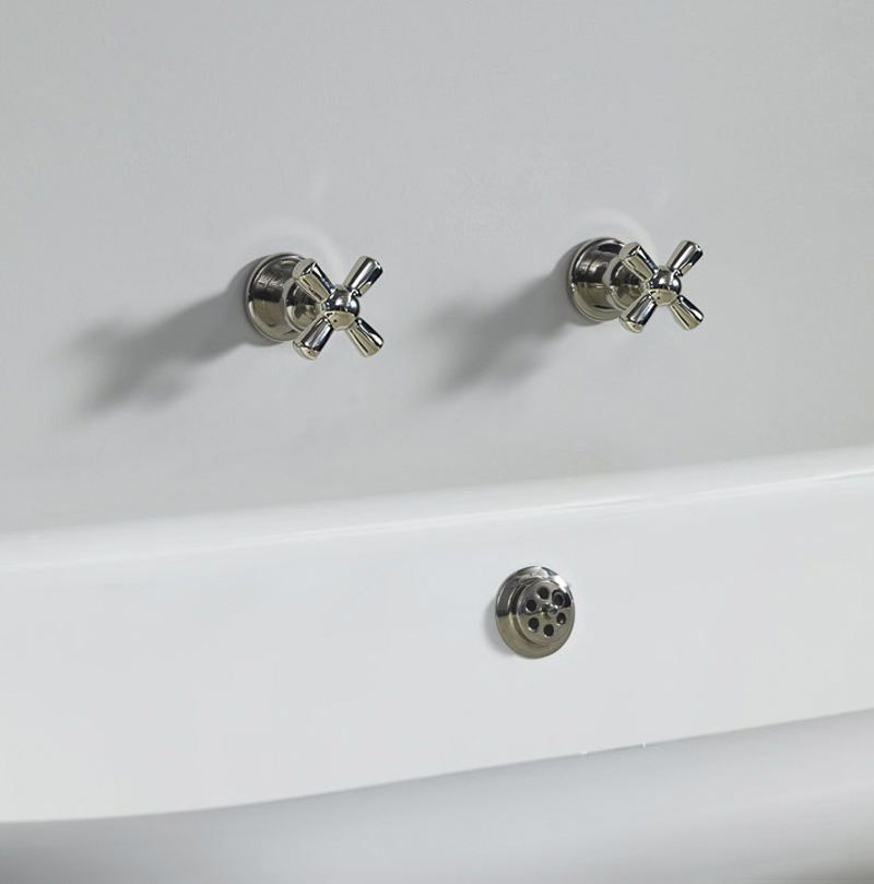 Rockwell wall-mounted bath/shower valves with metal/coloured crossheads