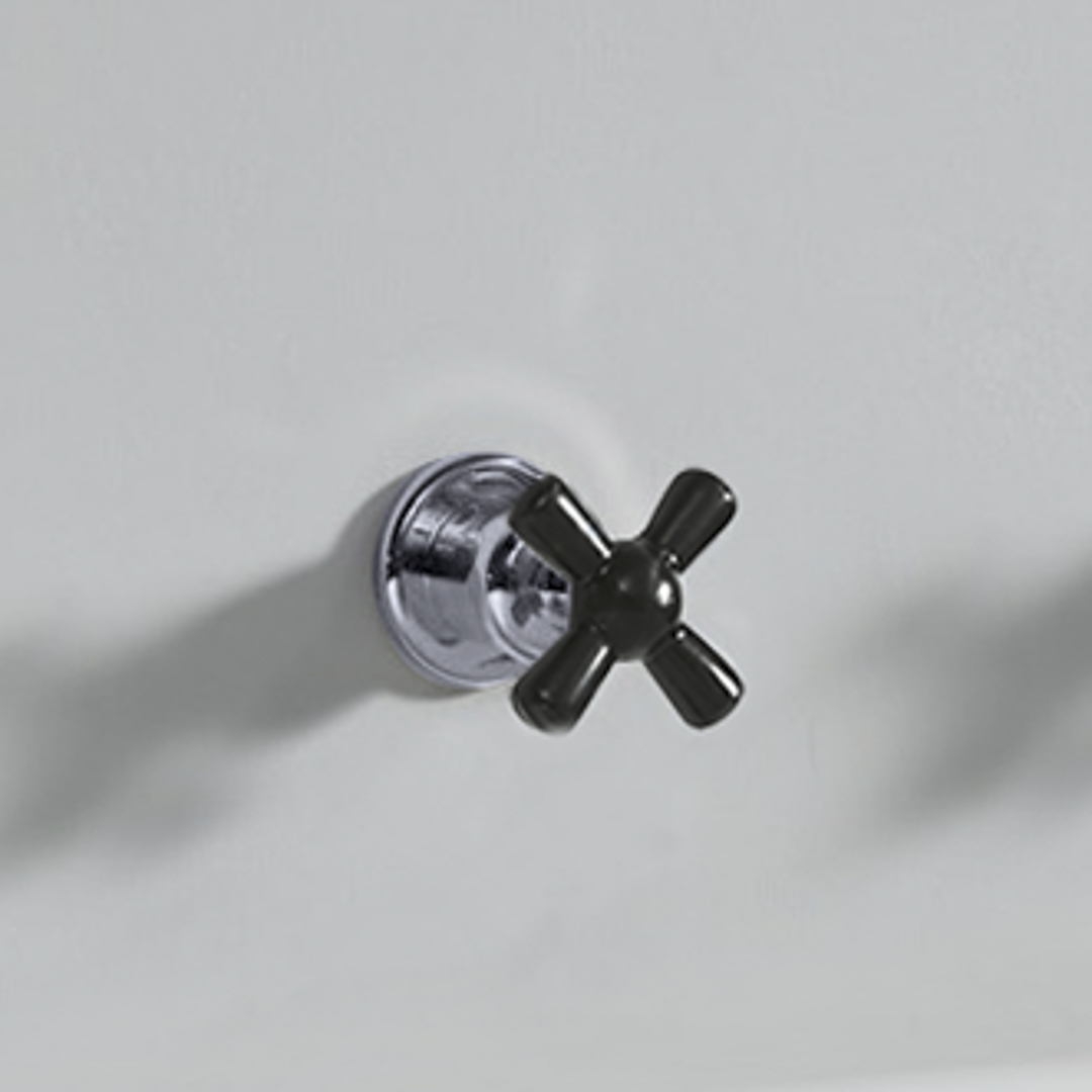 Rockwell 3 way diverter, 1 inlet 2 outlets, with metal/coloured ceramic crosshead