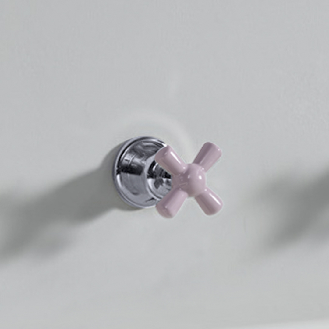 Rockwell 3 way diverter, 1 inlet 2 outlets, with metal/coloured ceramic crosshead