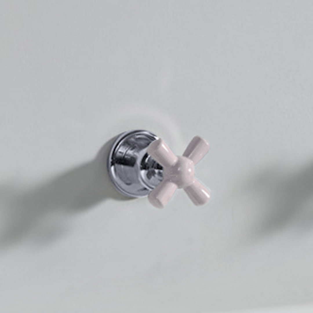 Rockwell 3 way diverter, 1 inlet 2 outlets, with metal/coloured ceramic crosshead