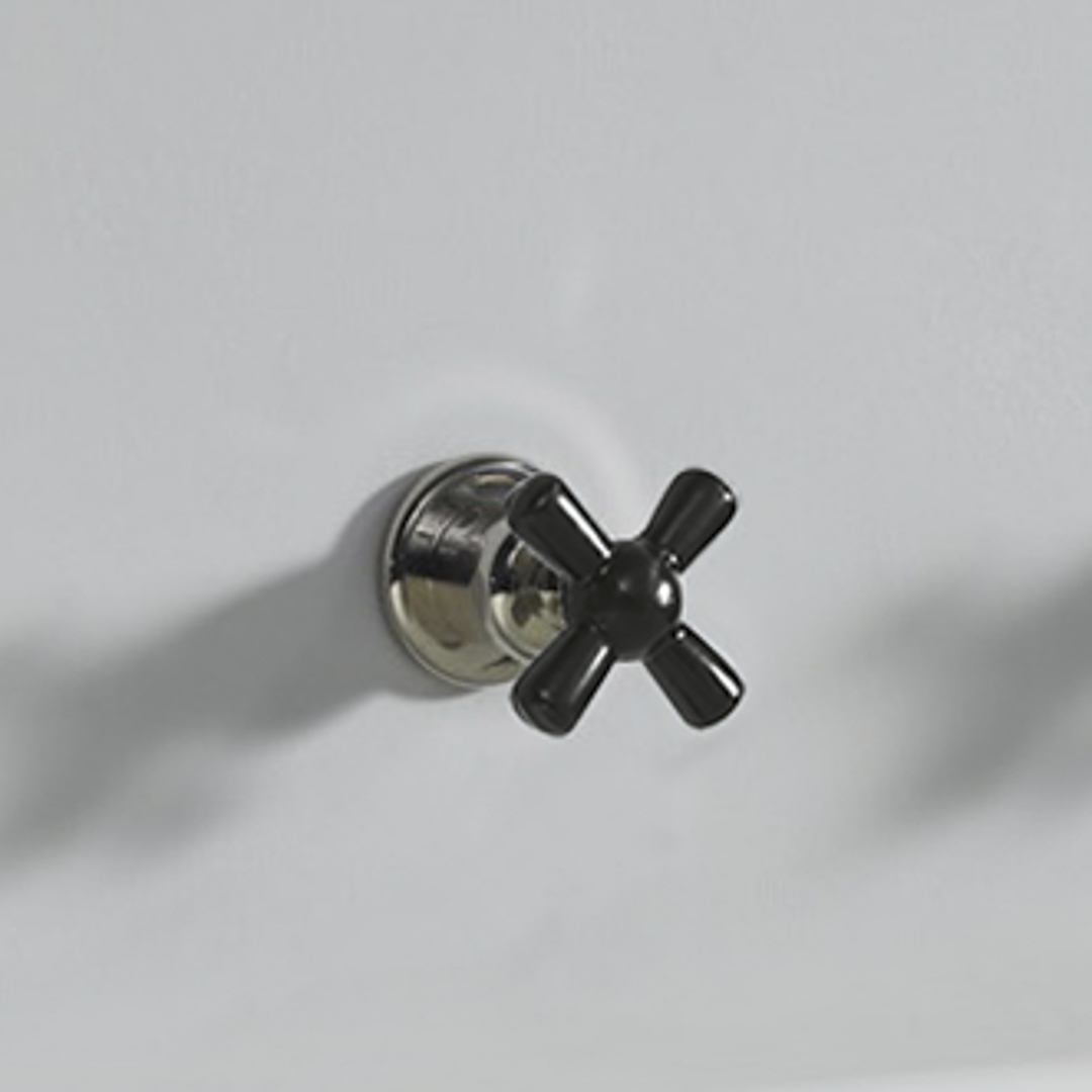 Rockwell 3 way diverter, 1 inlet 2 outlets, with metal/coloured ceramic crosshead