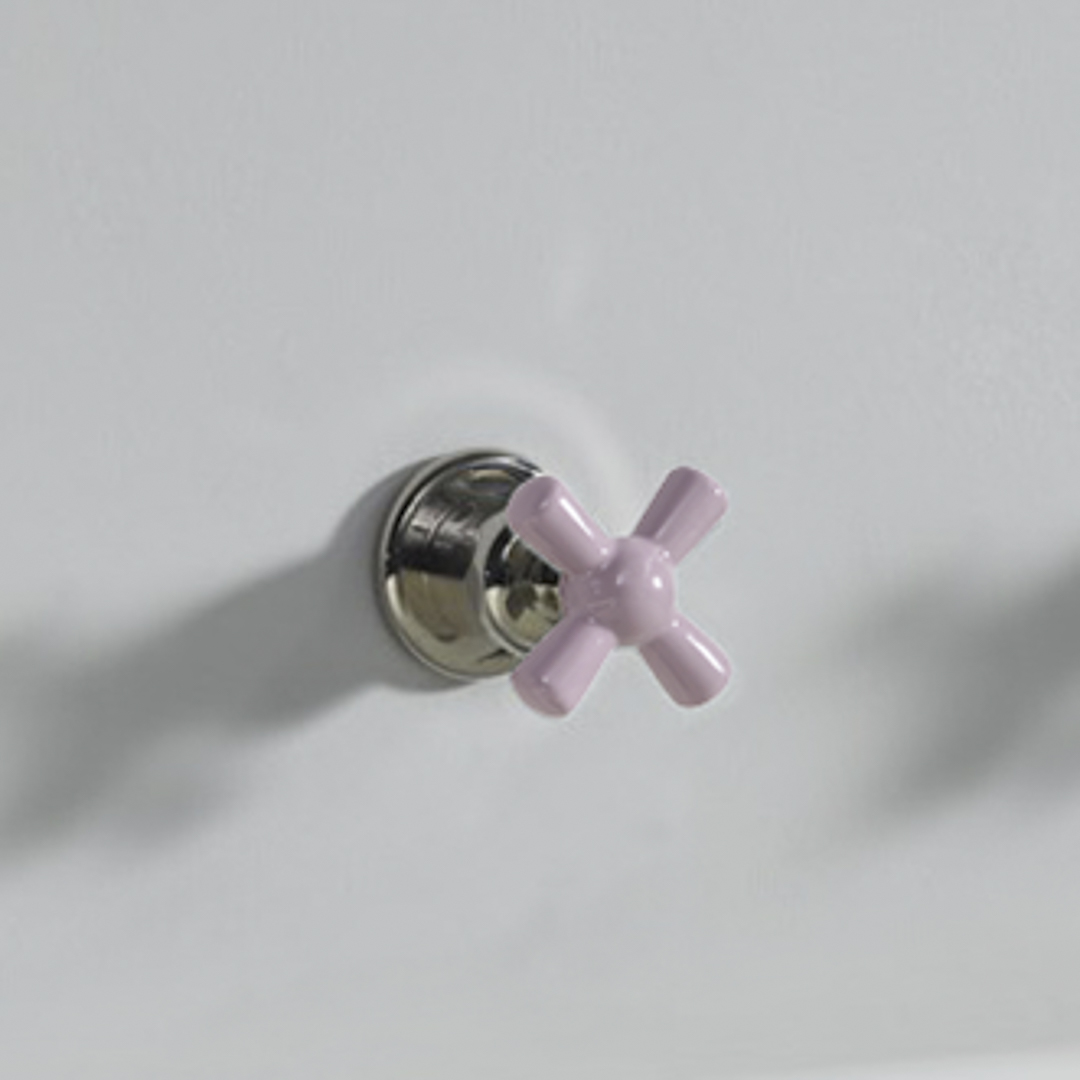 Rockwell 3 way diverter, 1 inlet 2 outlets, with metal/coloured ceramic crosshead