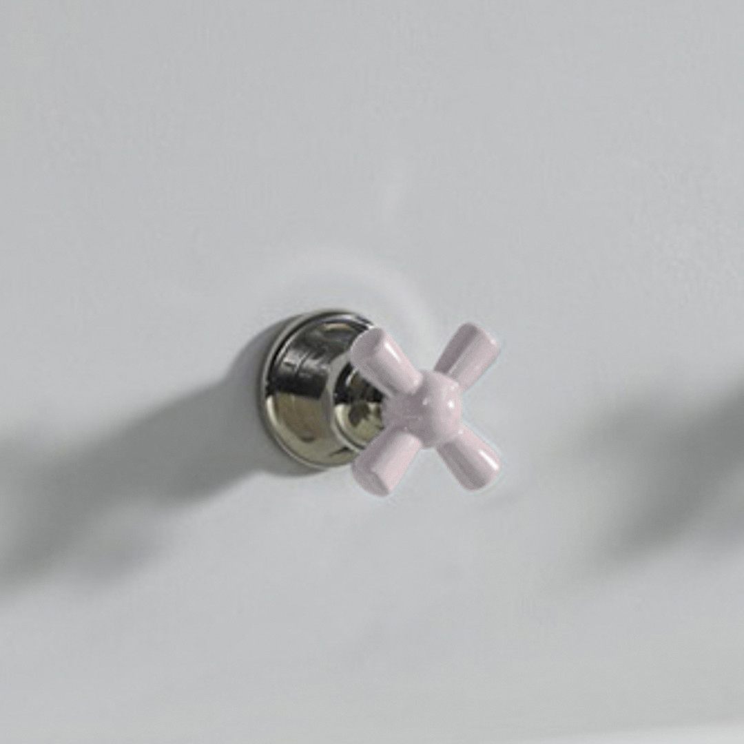 Rockwell 3 way diverter, 1 inlet 2 outlets, with metal/coloured ceramic crosshead