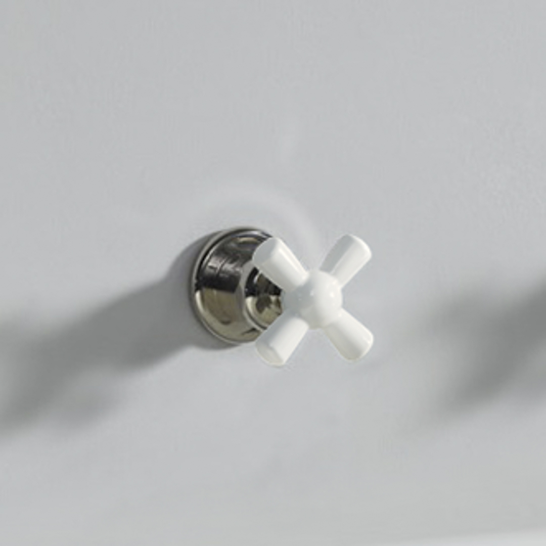 Rockwell 3 way diverter, 1 inlet 2 outlets, with metal/coloured ceramic crosshead